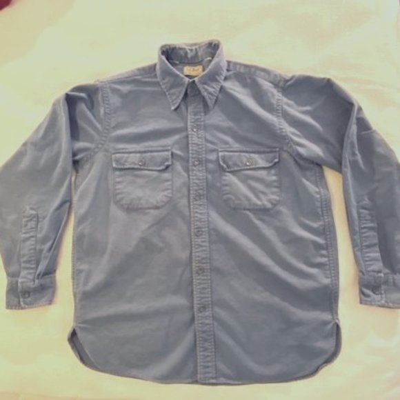 L.L. Bean Tops Womens Ll Bean Chamois Cloth Button Down Shirt Blue